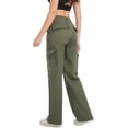 thumbnail image 2 of Women's Cargo Pants Baggy Relaxed Fit Cotton Hiking Work Pants with 6 Pockets Green, 2 of 10