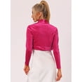 thumbnail image 4 of DARING DIVA Women's Velvet Open Front Cropped Bolero Cardigan S Hot Pink, 4 of 6