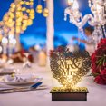 thumbnail image 3 of Bangcool Wedding Night Lamp Wooden Hollow Heart Shape LED Table Light Table Decoration, 3 of 7