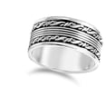 thumbnail image 4 of Wide Oxidized Bali Rope Twisted Vine Ring .925 Sterling Silver Band Jewelry Female Male Size 11, 4 of 4