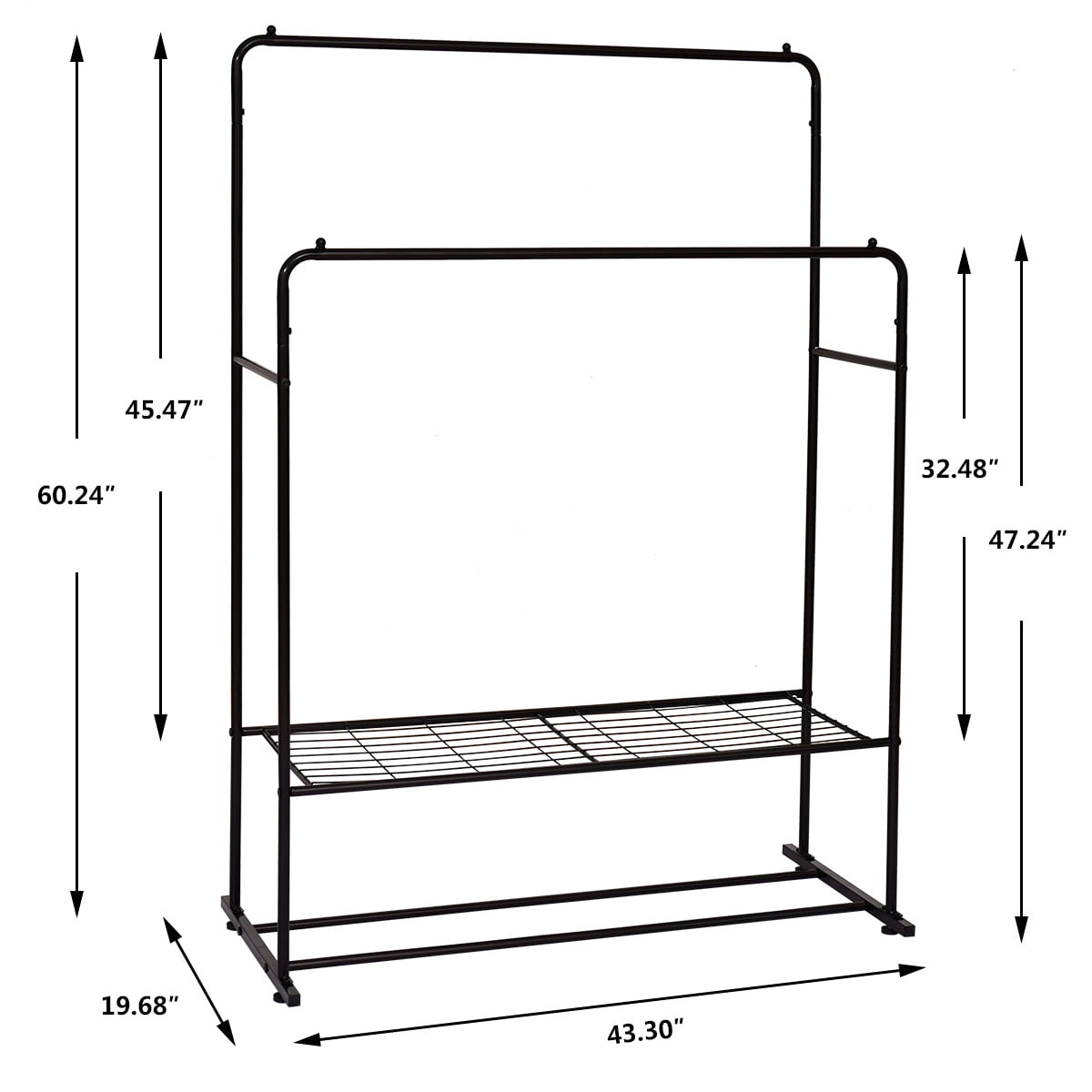 Buy Garment Rack Clothes Rack Wardrobe Rack Freestanding Hanger Double ...
