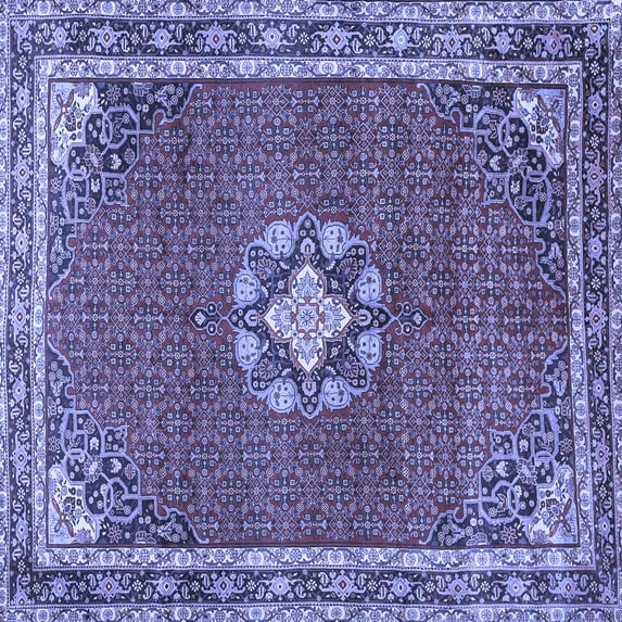 Ahgly Company Indoor Square Medallion Blue Traditional Area Rugs, 6' Square