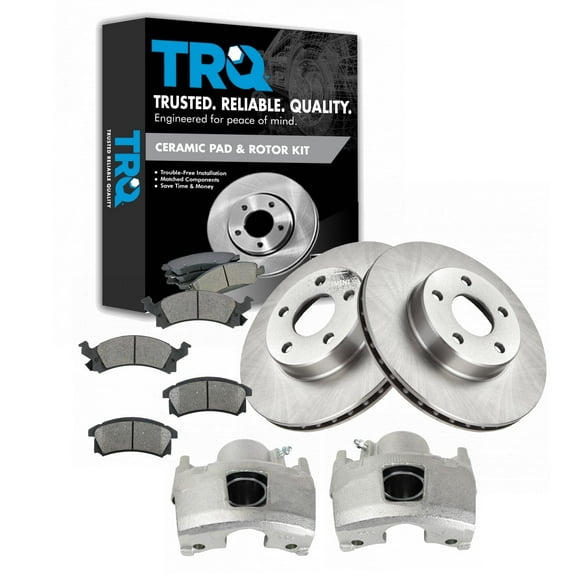 TRQ Front Posi Ceramic Brake Pad Rotor & Caliper Kit Fits Select Buick Chevy Pontiac