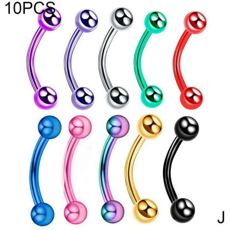 10pcs Curved Eyebrow Septum Piercing Opal Tragus Bar Body Steel Piercing Jewelry Helix jewellery,clitoriss 8mm faux stud,magnet piercing,barbell piercing,magnetic piercing,magnetic steel rook E2G4