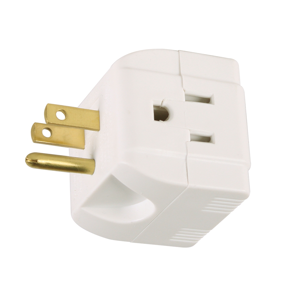 Hyper Tough 3-Outlet Grounded White Cube Adapter, 15 Amps - image 4 of 7