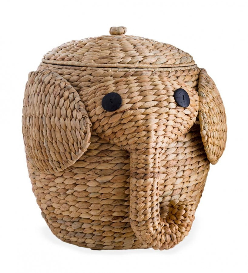 Sunnysam Cotton Foldable Storage Baskets Round Home Organizer Bin for Baby Laundry Clothing Nursery Toys Elephant 