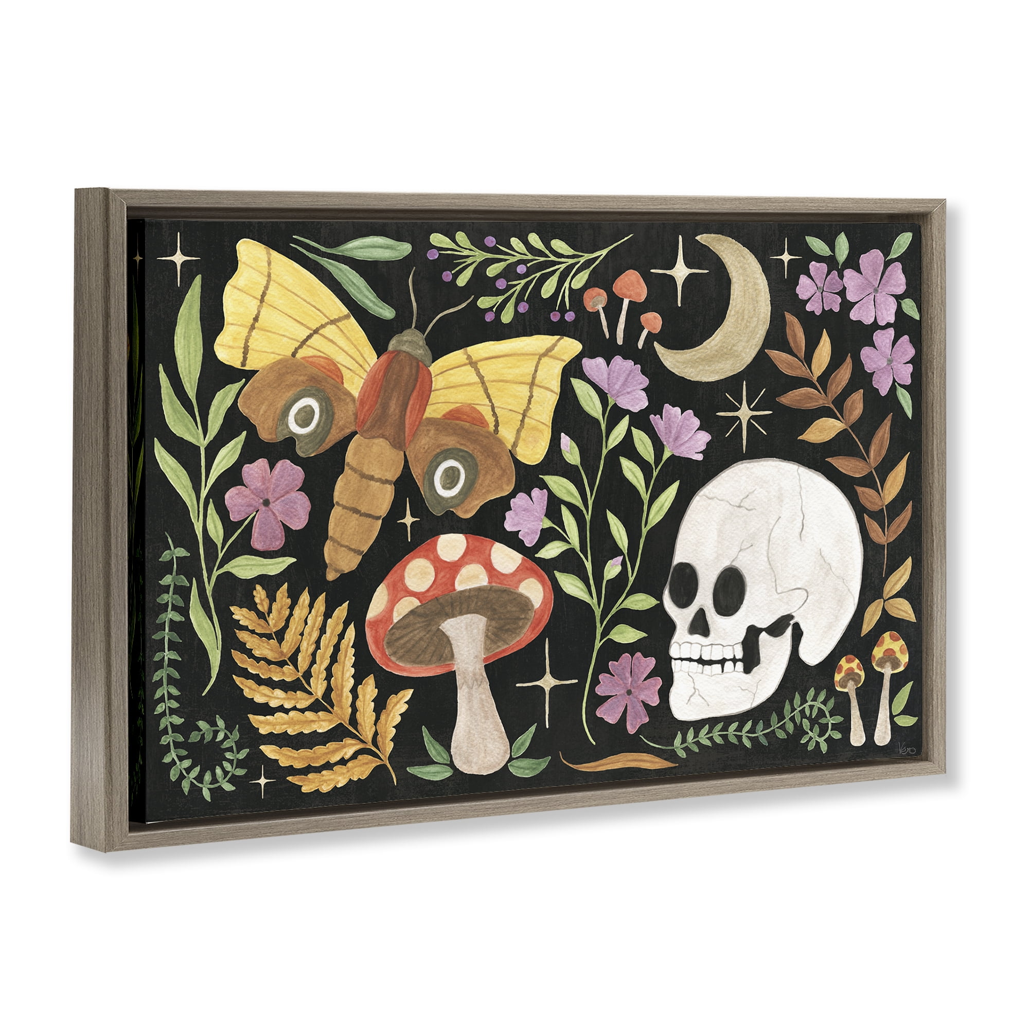 Stupell Industries Spooky Chic Collage Animals Painting Brown Floater Framed Canvas Art Print Wall Art, 31 x 21