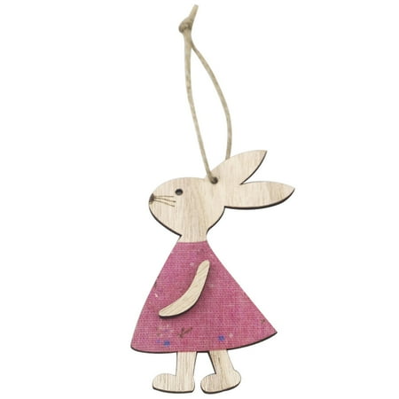 

VerPetridure 1PC Easter Decoration Wooden Bunny Rabbit Pendant Home Decoration
