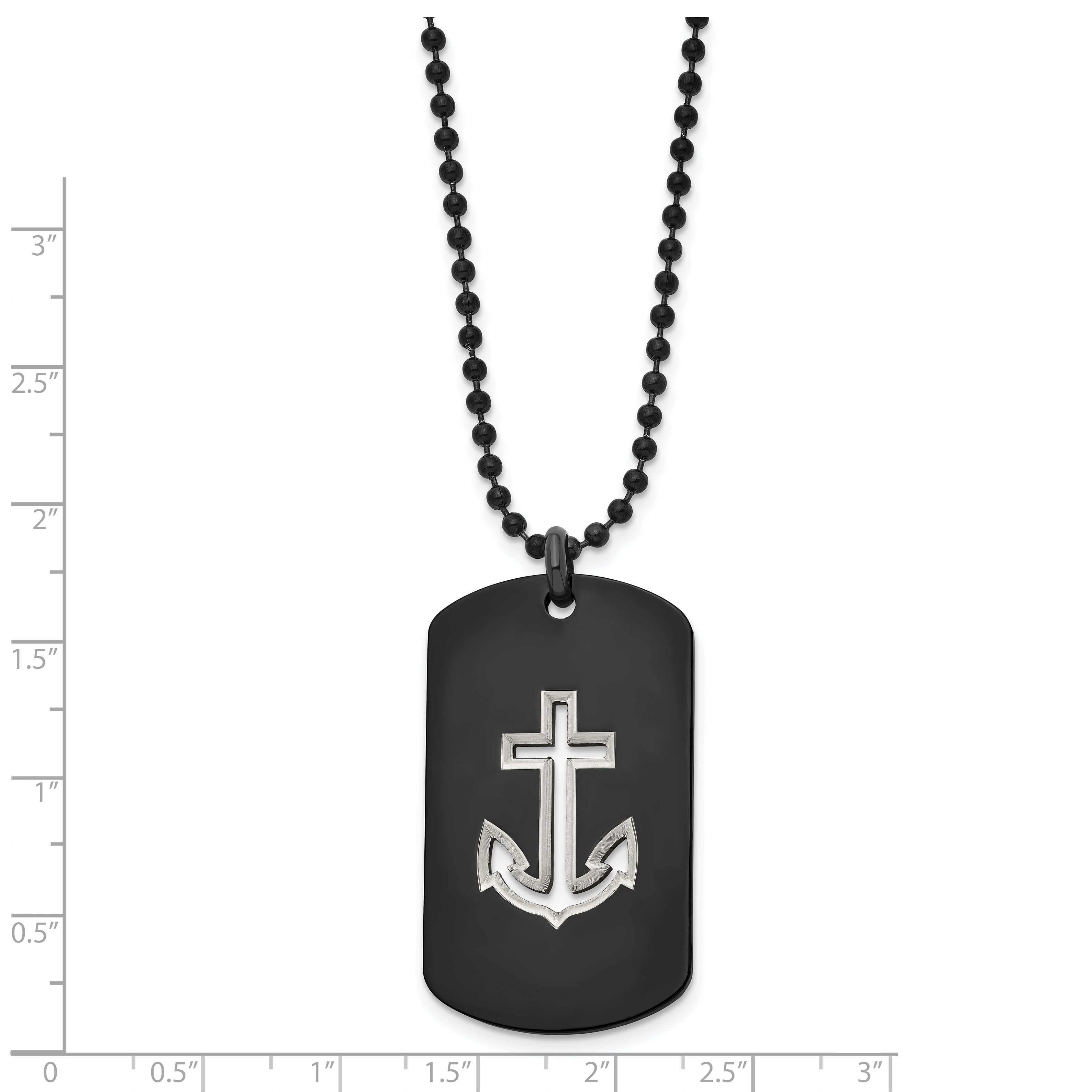 Saris and Things Stainless Steel Black Plated Cross Pendant Necklace 22in