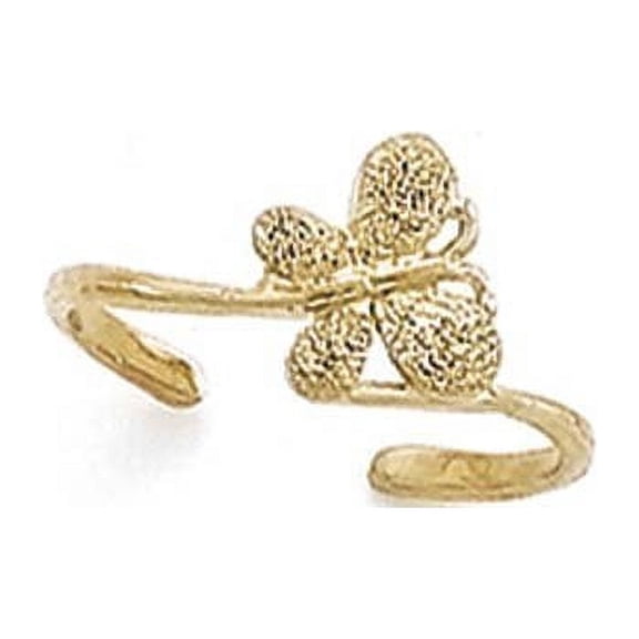 14k Yellow Gold Laser Butterfly Toe Ring - 1.1 Grams