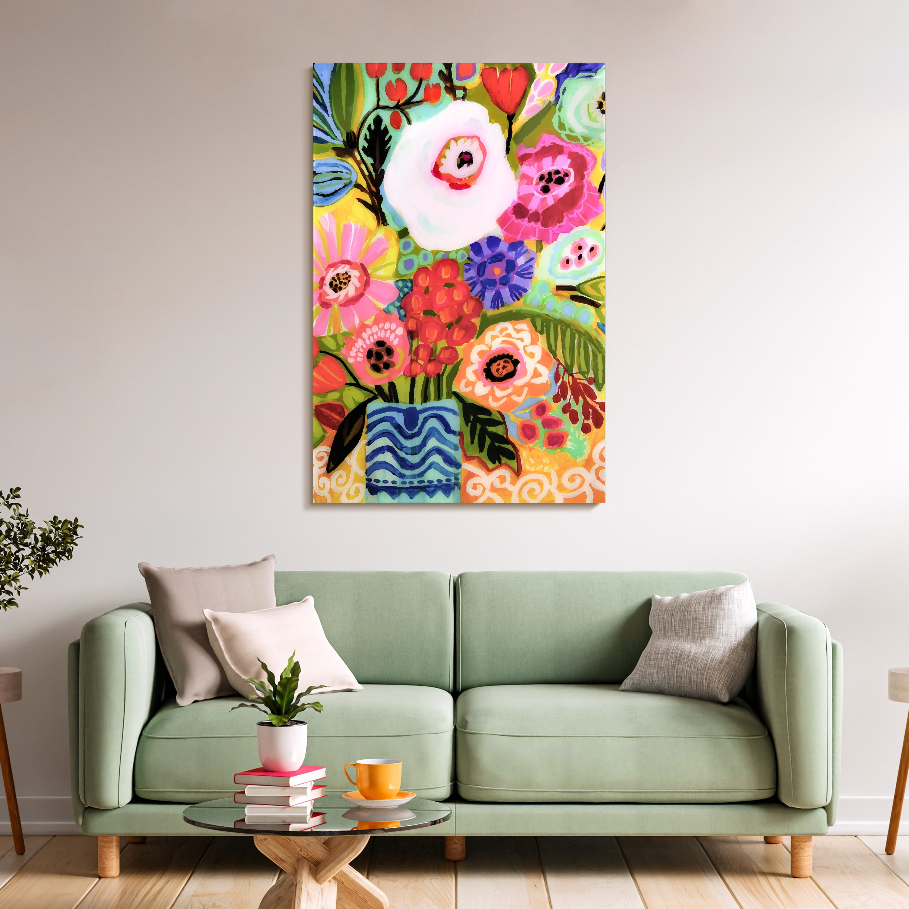 Empire Art Direct Fresh Flowers in Vase II Frameless Free Floating Tempered Glass Panel Graphic Wall Art, 48" x 32" x 0.2", Ready to Hang