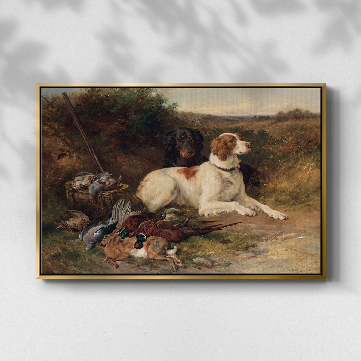 Vintage Animal Print-XIV By Wexford Home Framed in Gold Wood Gallery Wrapped Canvas 17 in. x 25 in.
