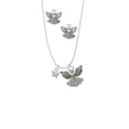 thumbnail image 2 of Delight Jewelry Silvertone Mini Star with Clear Crystal Silver tone Guardian Angel Charm Necklace and Stud Earrings, 2 of 4