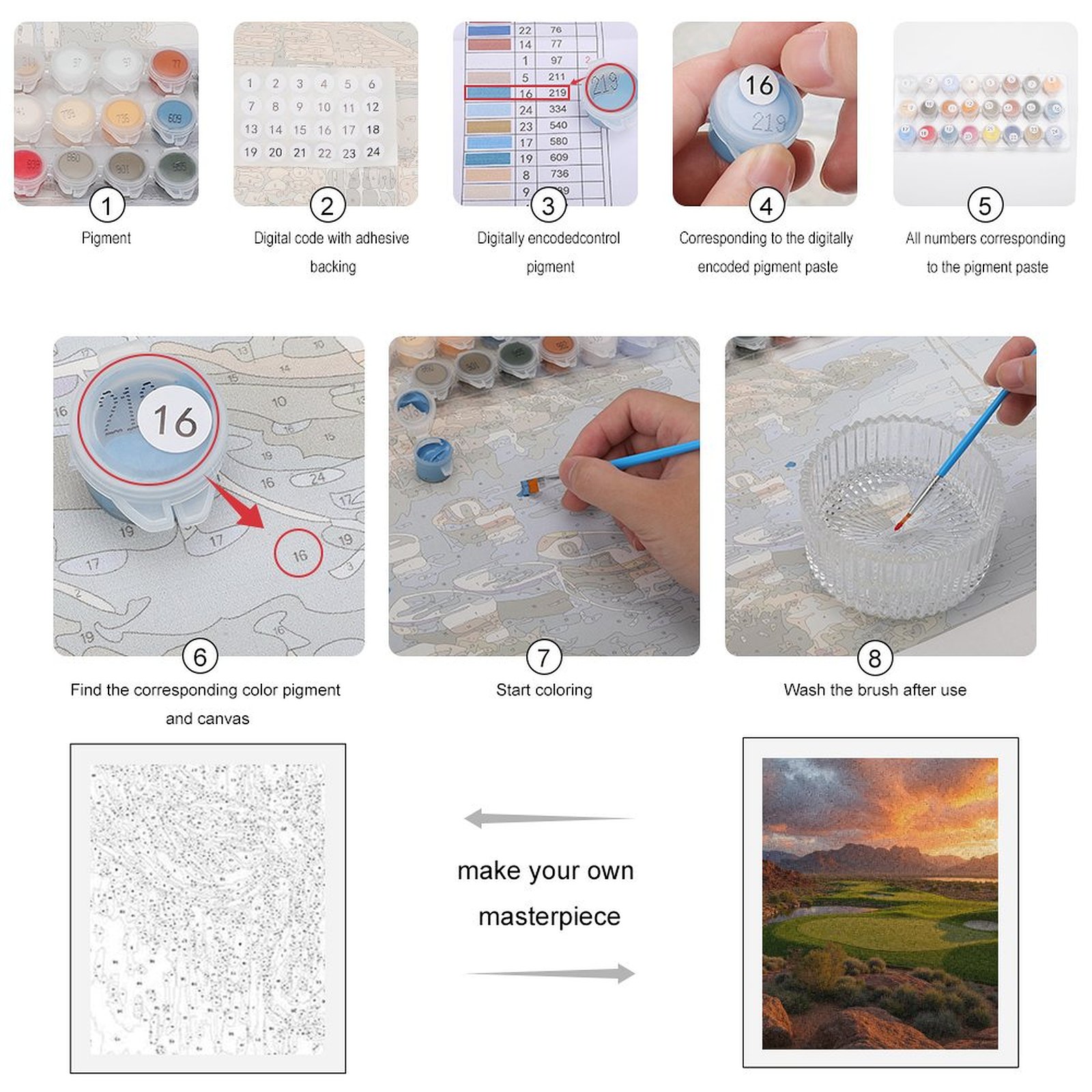 Paint By Numbers Kit for Adults Beginner - Golf Course Sunset Landscape DIY Canvas Painting Kits for Adults, Frameless Paint By Number for Adults for Home Wall Decor 16x20 Inch