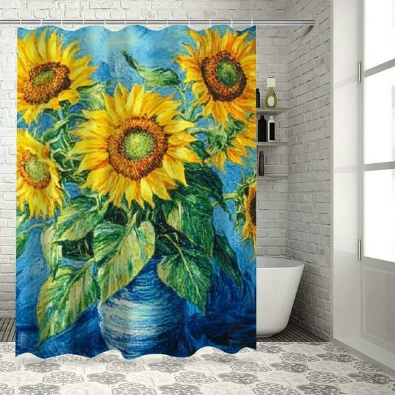 BCIIG Sunflowers Vase Shower Curtain Set Chic Modern Bathroom Decor 36"x72