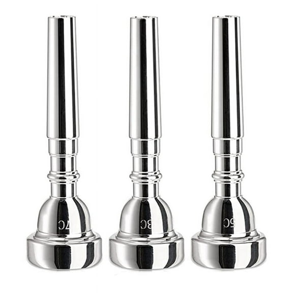 3 Pack Trumpet Mouthpiece, 7C 5C 3C Silver Plated Mouthpiece for Beginners, Professional Players