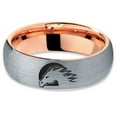 thumbnail image 2 of Tungsten Horse Horses Equestrian Equine Equidae Band Ring 7mm Men Women Comfort Fit 18k Rose Gold Dome Brushed Gray Polished, 2 of 4