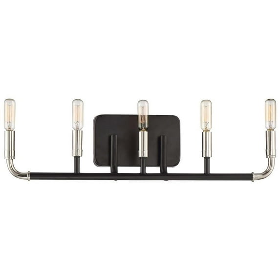 Minka Lavery Liege 5-LT Bath Light - Matte Black W/Polished Nickel - 4068-572