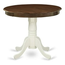 Pemberly Row Antique Round Rubber Wood Dining Table in Oak/White