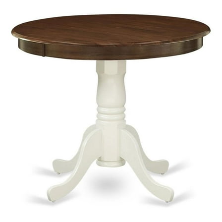 Pemberly Row Antique Round Rubber Wood Dining Table in Oak/White
