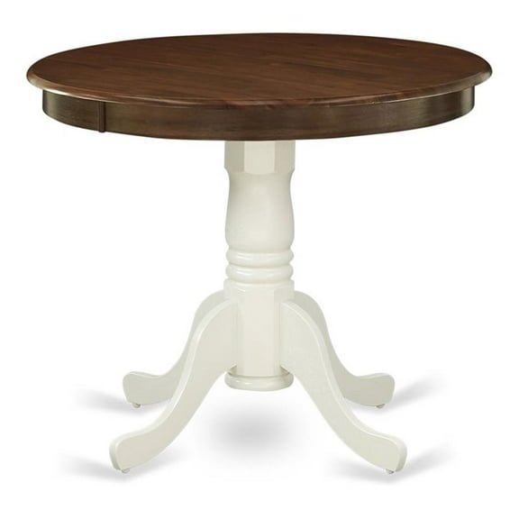 Pemberly Row Antique Round Rubber Wood Dining Table in Oak/White
