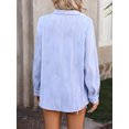 thumbnail image 3 of SHIBEVER Women Botton Down Shirts Casual Long Sleeve Loose Fit Tops Comfy Collared Trendy Blue Soild Color T Shirts Size S, 3 of 5