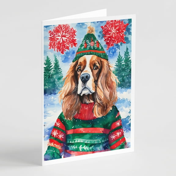 Cavalier Spaniel Christmas Greeting Cards Pack of 8 7 in x 5 in