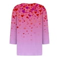 thumbnail image 6 of Nokdvo Valentines Day Shirts for Women Trendy Valentine's Print Henley V Neck Loose Tops 3/4 Length Sleeve Fall Tunic Shirts,Deep Red 2XL, 6 of 6