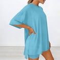 thumbnail image 6 of yillto Women's 2 Piece Lounge Sets Summer Matching Outfits Short Sleeve Top and Loungewear Shorts with Pockets, 6 of 7