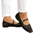 thumbnail image 7 of CHWshoes Women's Floral Lace Ballet Flats Mesh Sheer Square Toe Elegant Flat Shoes Black Size 40, 7 of 7