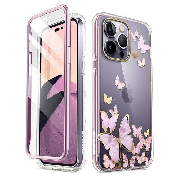 i-Blason Cosmo Series Case for iPhone 14 Pro 6.1 inch (2022 Release), Slim Full-Body Stylish Protective Case with Built-in Screen Protector(Purplefly)