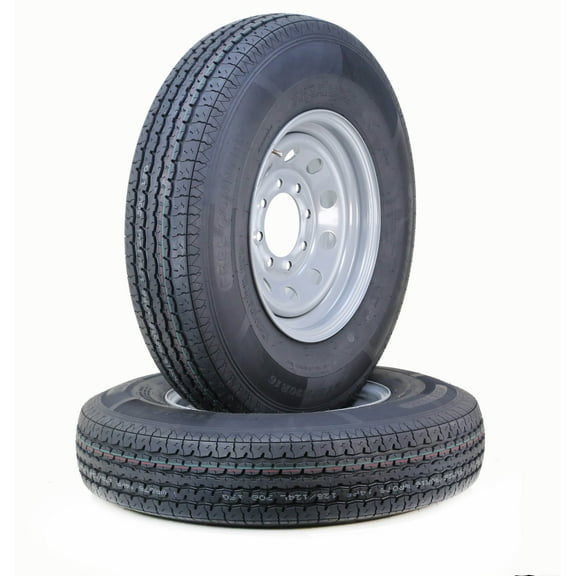 Free Country Trailer Tire Wheel Assembly ST225/90R16 14-Ply G 127L 8 Lug on 6.5" PCD Silver Mod Rim ,SET 2