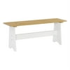 Linon Delk Wood 2 Tone Large Backless Bench in Honey and White