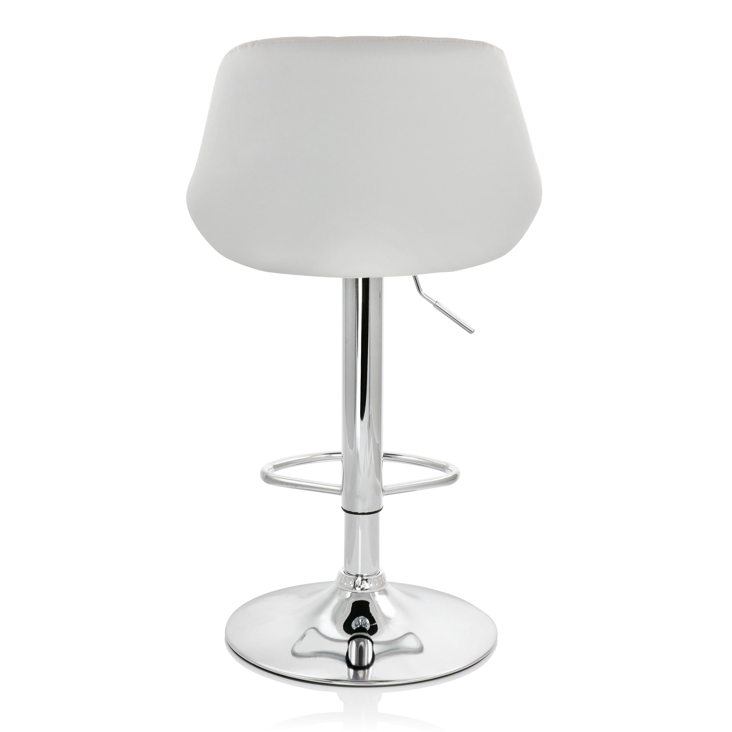 Elama Bar Stool with Adjustable Height & Swivel, White and Chrome, Set of 2