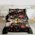 thumbnail image 2 of jejeloiu Cute Bee Full Size Comforter Sets,Retro Flower Floral Bedding Comforter Set,Natural Plant Bedding Sets For Teens,Ultra Soft Home Decor Reversible,3-Piece, 2 of 8