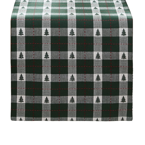 Elrene Home Fashions Sherwood Tree Dobby Cotton Table Runner, Green, 13" x 70"