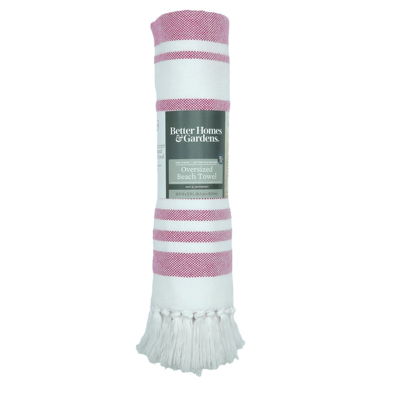Better Homes Gardens Oversized Flatwoven Cotton Blend Pink Striped Beach Towel 38 x 72 Walmart