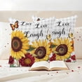 thumbnail image 3 of Sunflower Gray Check Outdoor Waterproof Pillow Covers, Farmhouse Flowers Butterfly Decorative Square Throw Pillowcase Sofa Cushion Sham for Patio/Couch/Chair, 18"x18" 2 Pack, 3 of 8