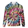 thumbnail image 3 of Tie-dye Hoodie Sweatshirt for Men Graphic Print Big Pocket Drawstring Hooded Pullover Top, Size S-4x, Long Sleeve (3X-Large, Multicolor), 3 of 4