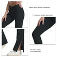 thumbnail image 4 of Yoga Pants Side Slit V Waist Flare Tummy Control Elastic Pure Color Dance Trousers for Women Black L, 4 of 5