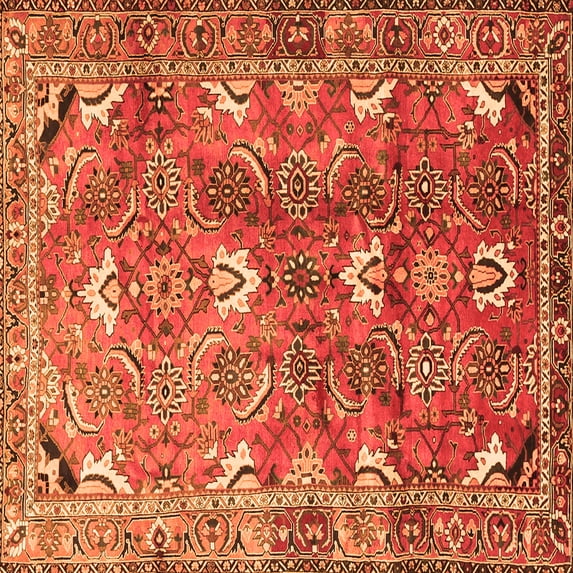 Ahgly Company Indoor Square Persian Orange Traditional Area Rugs, 6' Square