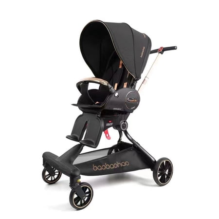 Baby Stroller Lightweight,High Landscape 360°Rotable,Ergonomic,Adjustable Backrest Canopy Peekaboo Window,Foldable,All Terrain Wheels,Storage Basket,Travel Stroller Wagon for Newborn Toddler Black