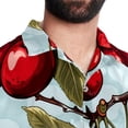 thumbnail image 5 of Cherry Men's Short Sleeve Button Down Poplin Hawaiian Shirt for Summer Beach, Casual Printed Unisex Style, 5 of 6