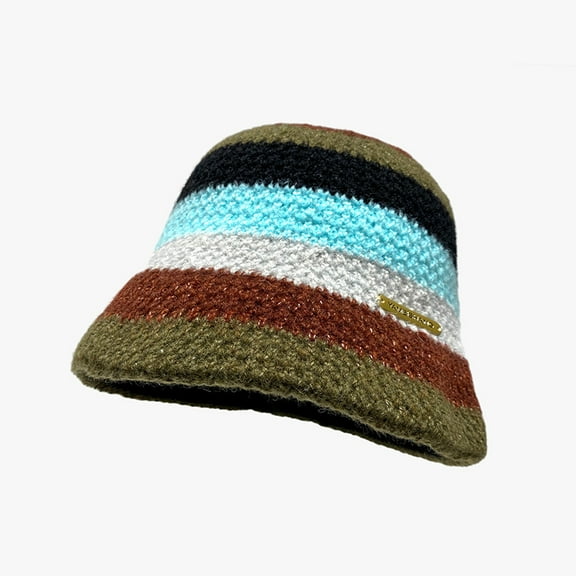 SikaFu Hat Women's Winter Japanese Vintage Knitted Warmth Woolen Hat Big Head Net Red Bucket Bowl Hat Versatile Fisherman Hat