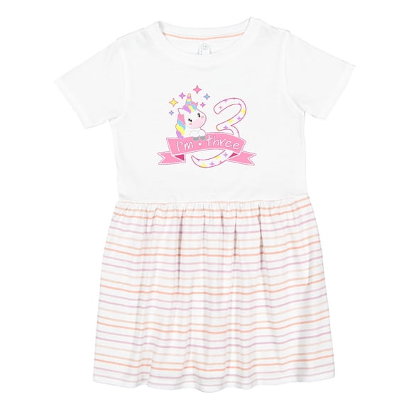 Inktastic I'm Three Cute Unicorn 3rd Birthday Girls Toddler Dress