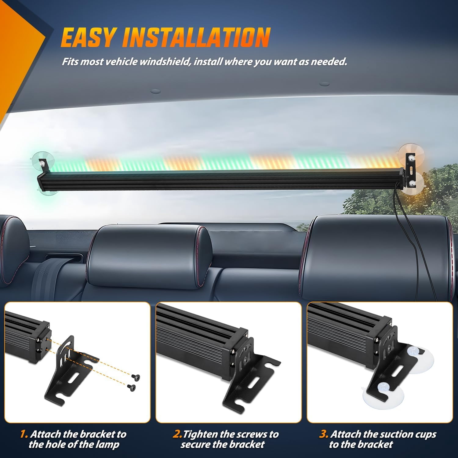 Nilight 144LED Vehicle Safety Light Bar with Controller, Amber Green Warning Lights for Off-Road & Work Vehicles