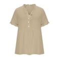 thumbnail image 4 of Admvng Tops for Women Solid Color Soft V Neck Short Sleeve Leisure Blouses, 4 of 8