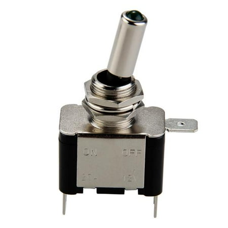 Toggle Switch Tip - Metal SPST Green LED Lighted Tip Toggle Switch 12V 20A On/Off Car Truck Chrome