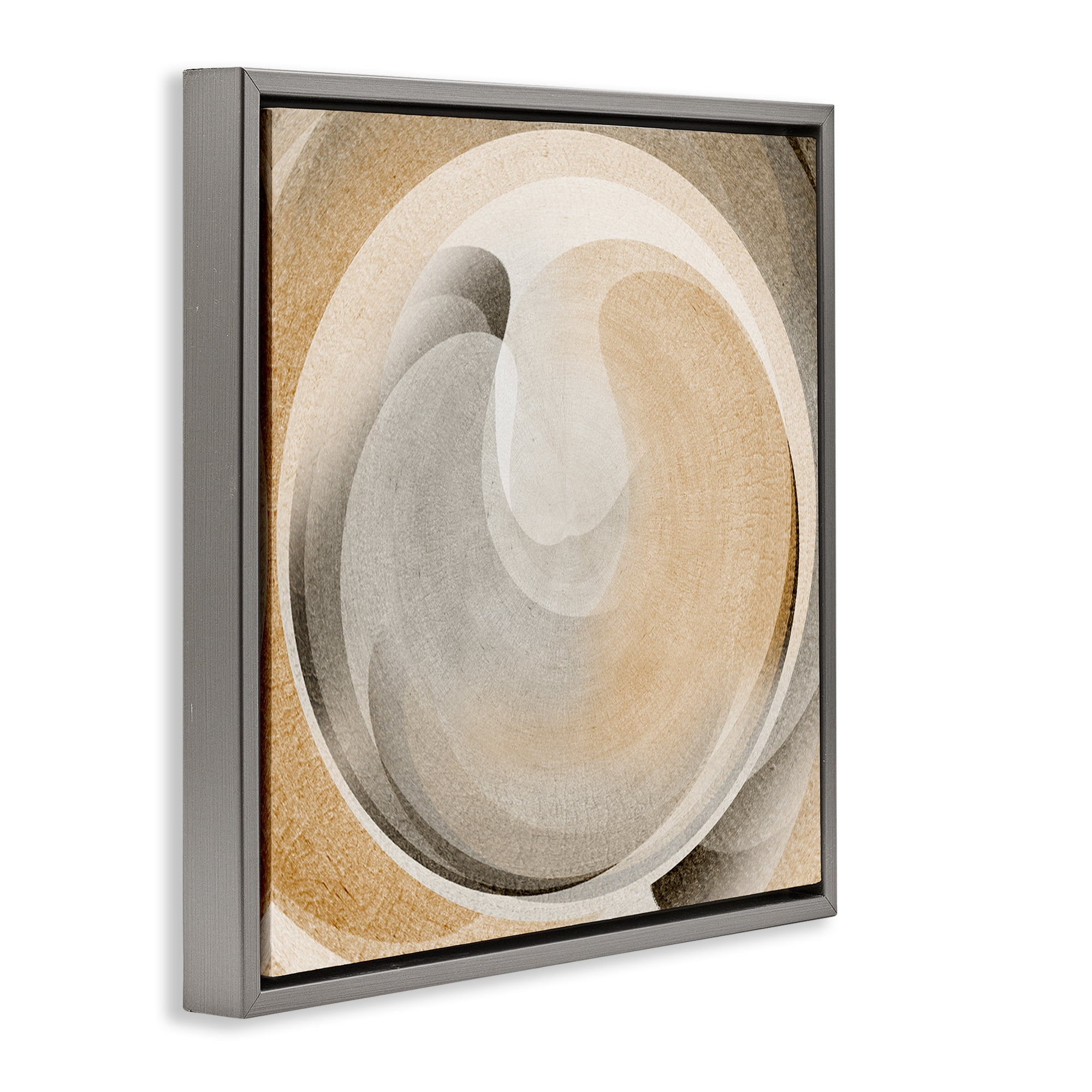 Stupell Industries Circular Soft Neutrals Abstract Painting Gray Floater Framed Canvas Art Print Wall Art, 25 x 25