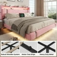 thumbnail image 6 of NEGYLIM Floating Bed Frame King Size with LED Lights, Easy to Assemble, Metal Platform Bed with Storage Headboard, No Box Spring Needed, Pink, 6 of 12